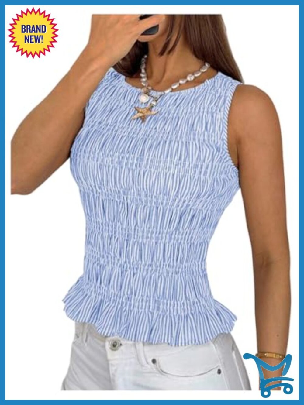 SweatyRocks Striped Ruffle Hem Peplum Tank Top Shirred Sleeveless Summer